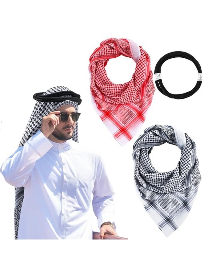 كيلا كوفية عربية، عمامة شماغ، زي عربي، غطاء رأس إسلامي مع حبل «عقل»، شال عربي من الصحراء الشرق أوسطية، غطاء رأس فلسطيني تقليدي للرجال - Image 1